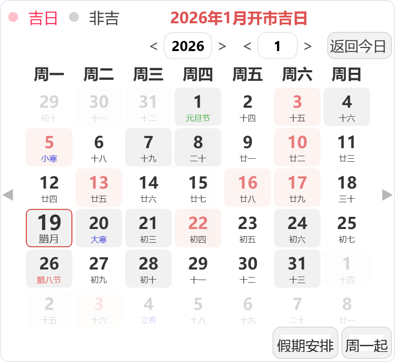 2026年1月开业吉日 2026年1月开业吉日