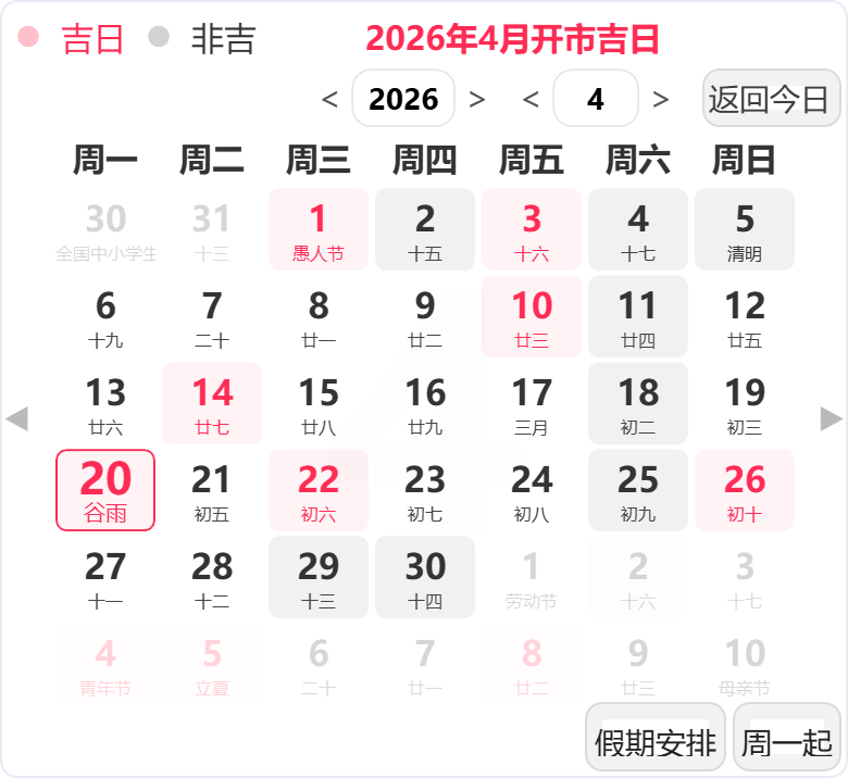 2026年4月开业吉日 2026年4月开业吉日