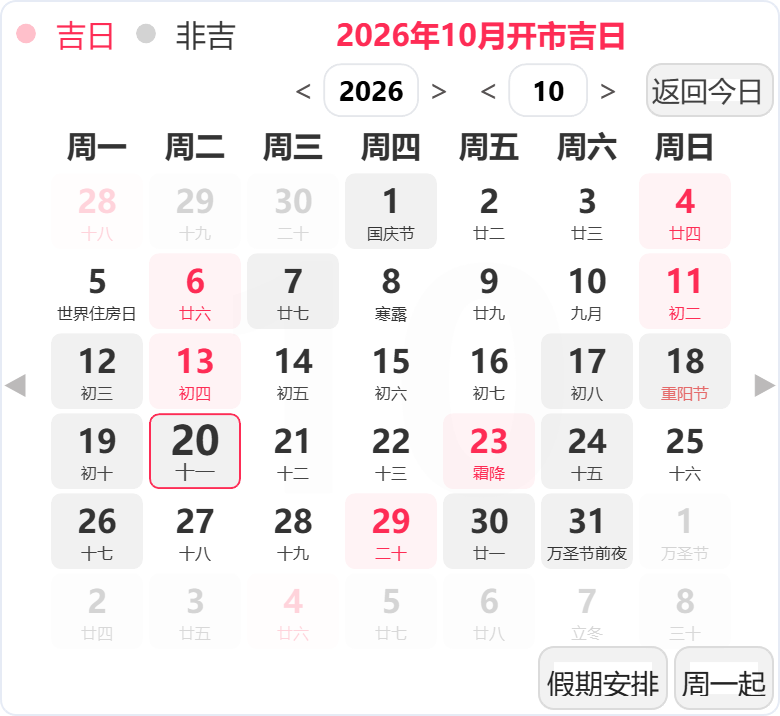 2026年10月开业吉日 2026年10月开业吉日